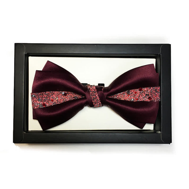 Papillon da uomo con strass rosso e fazzoletto da taschino