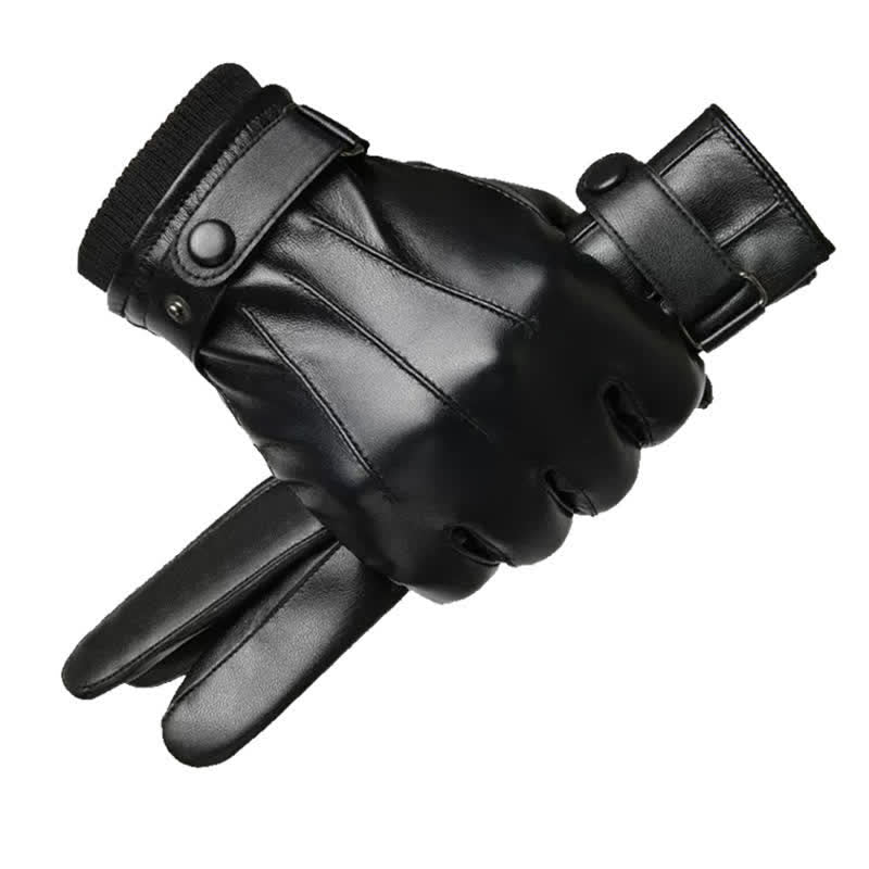 Guanti in pelle PU impermeabili con touch screen da uomo - Stile n. 2 - image 11