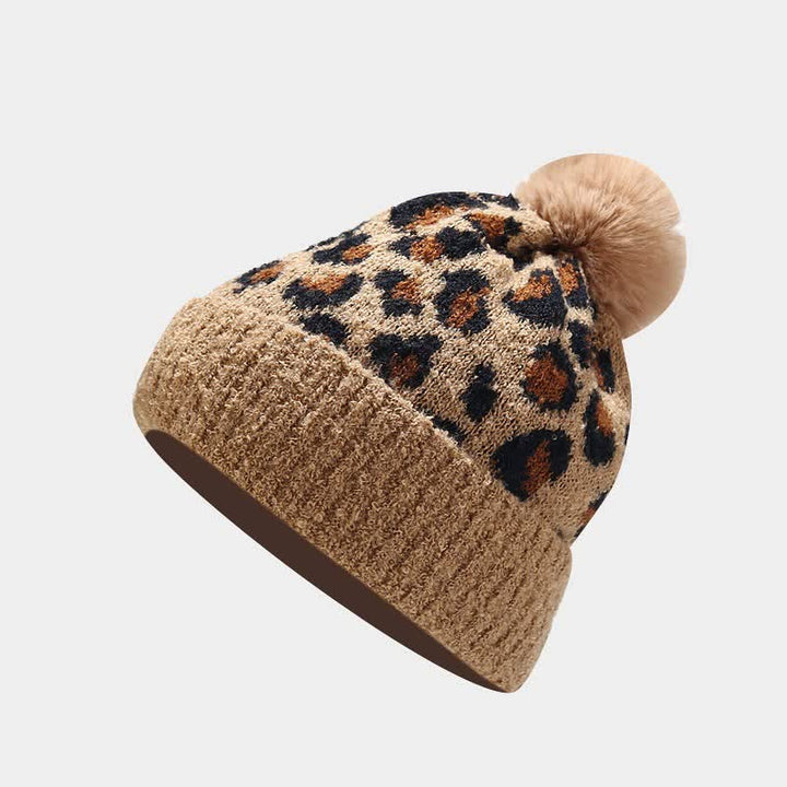 Set di 3 cappelli, sciarpe e guanti con stampa leopardata da donna