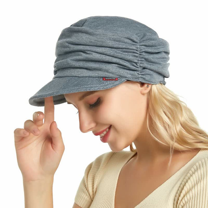 Cappello da baseball plissettato con tesa morbida da donna