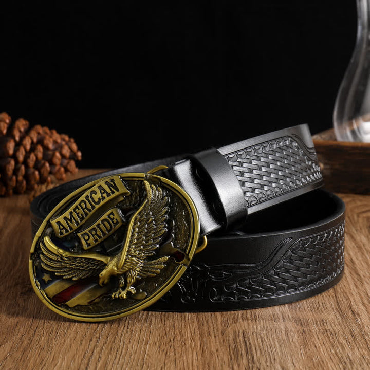 Cintura in pelle da uomo American Pride Bald Eagle