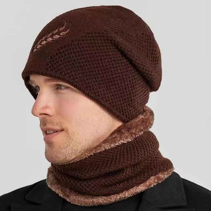 Set di 2 cappelli e scaldacollo con ricamo a forma di grano