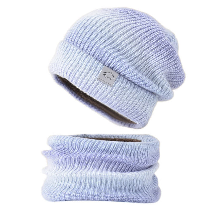 Set di 2 cappelli e sciarpe elastici con gradiente di colore