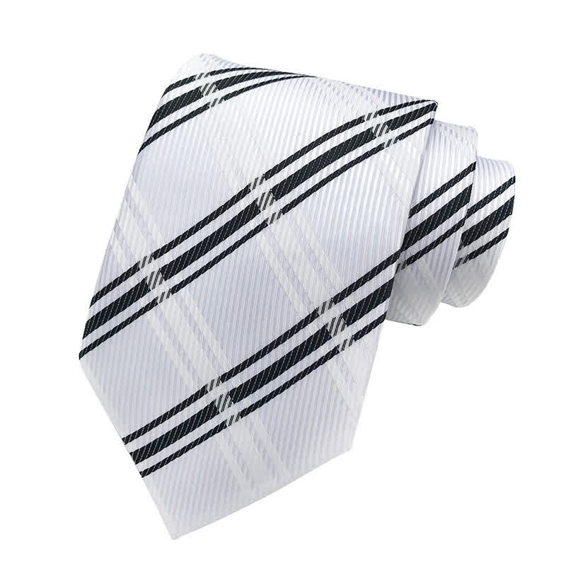 Cravatta classica scozzese da uomo - Bianco - image 12