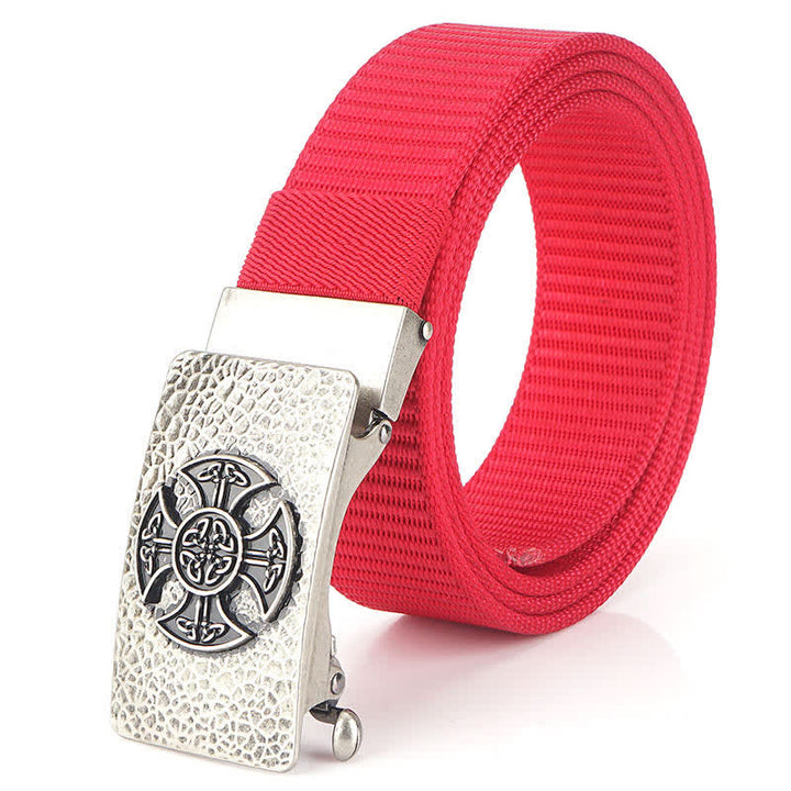 Cintura in nylon per il tempo libero in stile retrò da uomo - Rosso / Argento - 48" - image 23