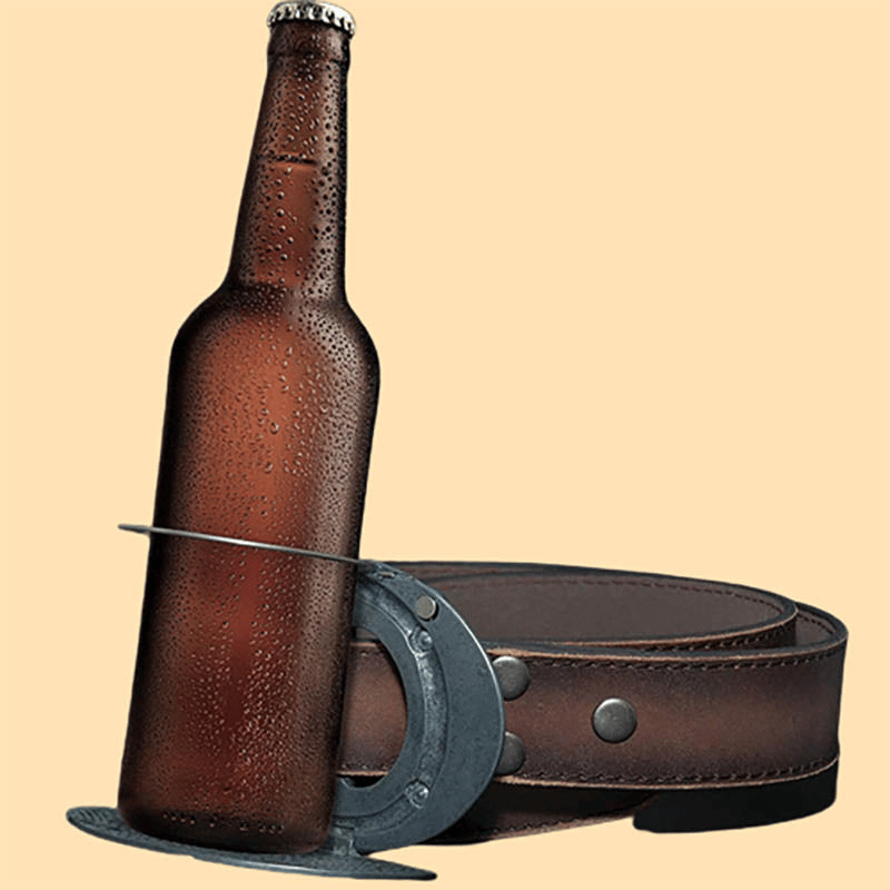 Cintura in pelle con fibbia porta birra creativo fai da te per uomo, da ciclista