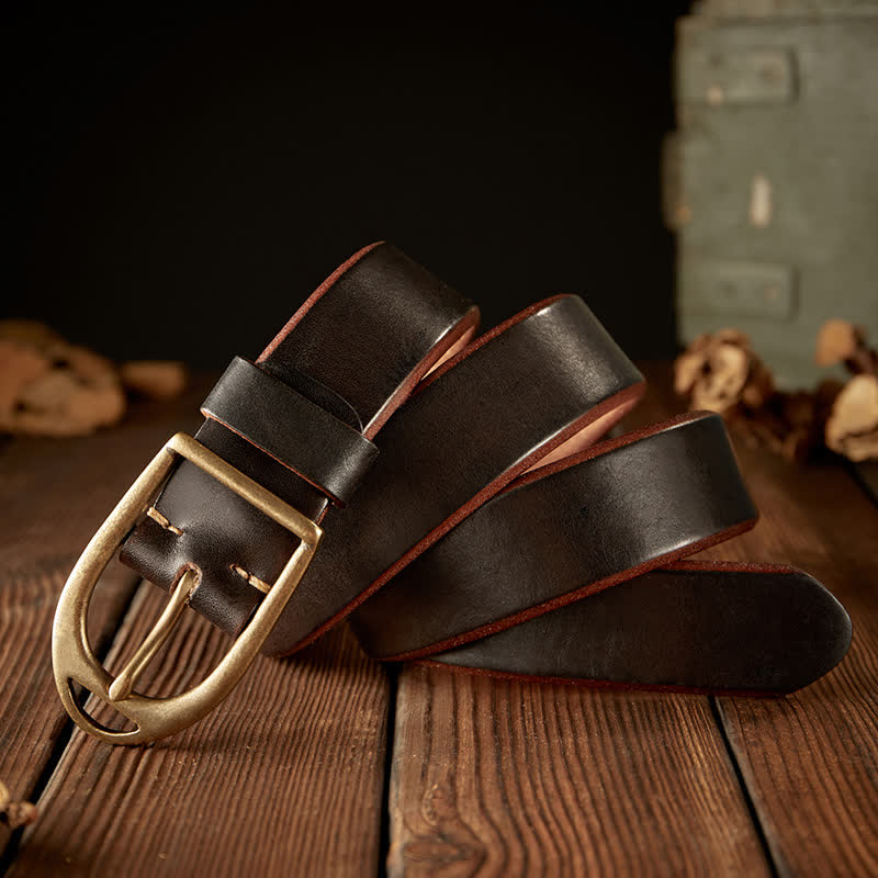 Cintura in pelle con fibbia in rame resistente da uomo