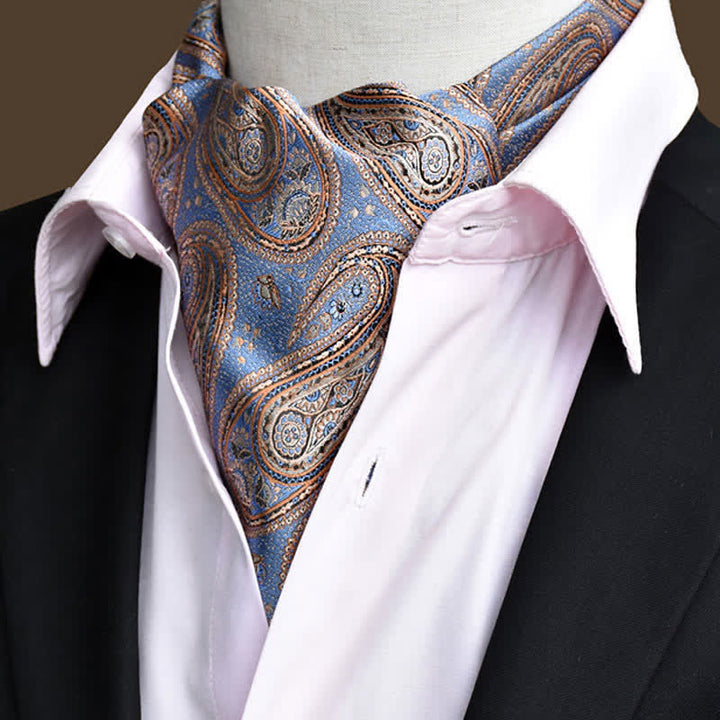 Cravatta Paisley Ascot floreale da uomo, per il tempo libero, in blu fiordaliso