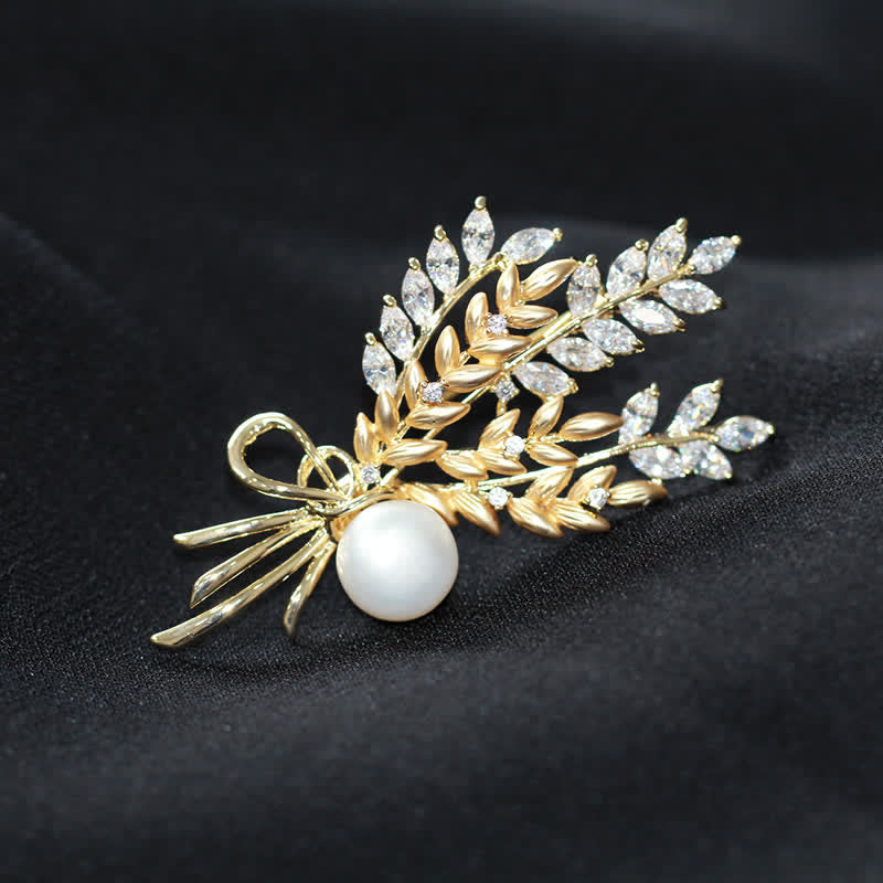Spilla da donna con spiga di grano e zirconi abbaglianti