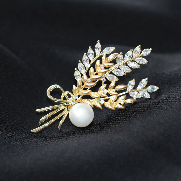Spilla da donna con spiga di grano e zirconi abbaglianti