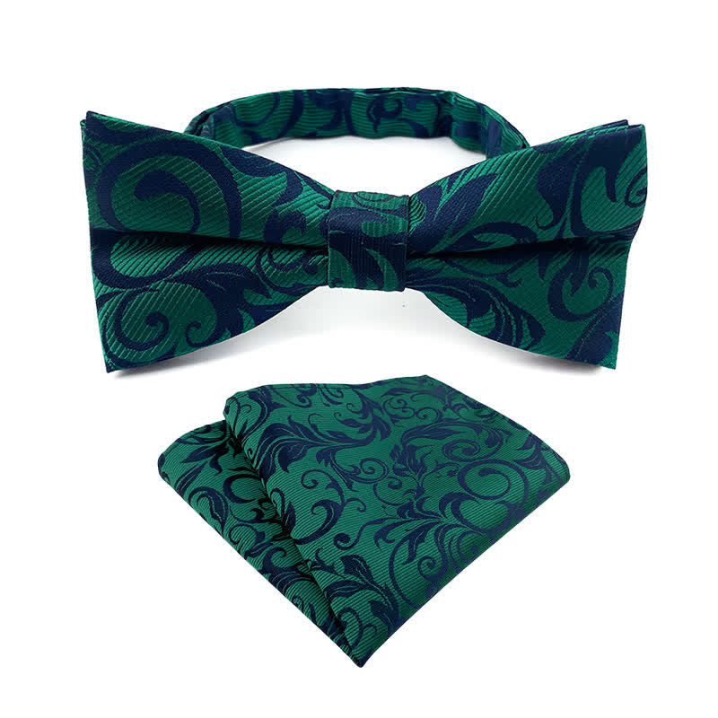 Set da 2 pezzi da uomo con papillon e fazzoletto da taschino con motivo paisley floreale - Verde - image 4