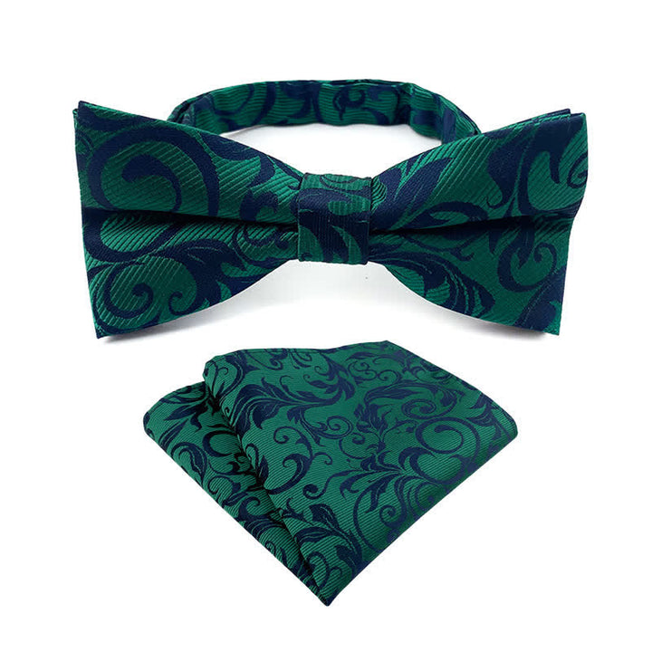 Set da 2 pezzi da uomo con papillon e fazzoletto da taschino con motivo paisley floreale - Verde - image 4