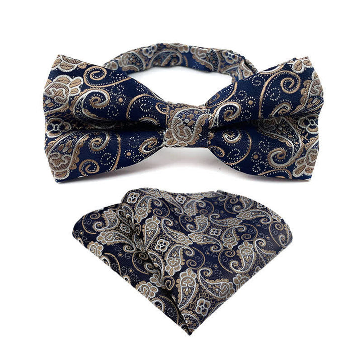 Set da 2 pezzi da uomo con papillon e fazzoletto da taschino con motivo paisley floreale