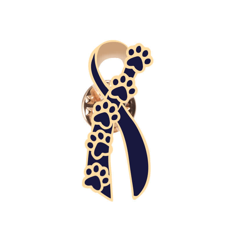 Spilla a nastro con impronta di cucciolo da donna - Blu marino e oro - image 4