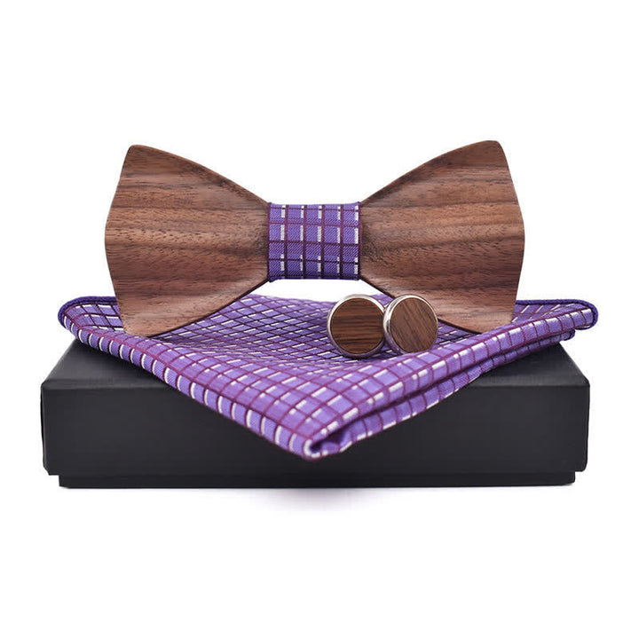 Set di 3 papillon in legno di noce nero da uomo
