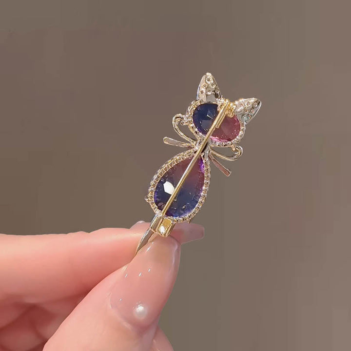 Spilla con strass a forma di gattino carino da donna