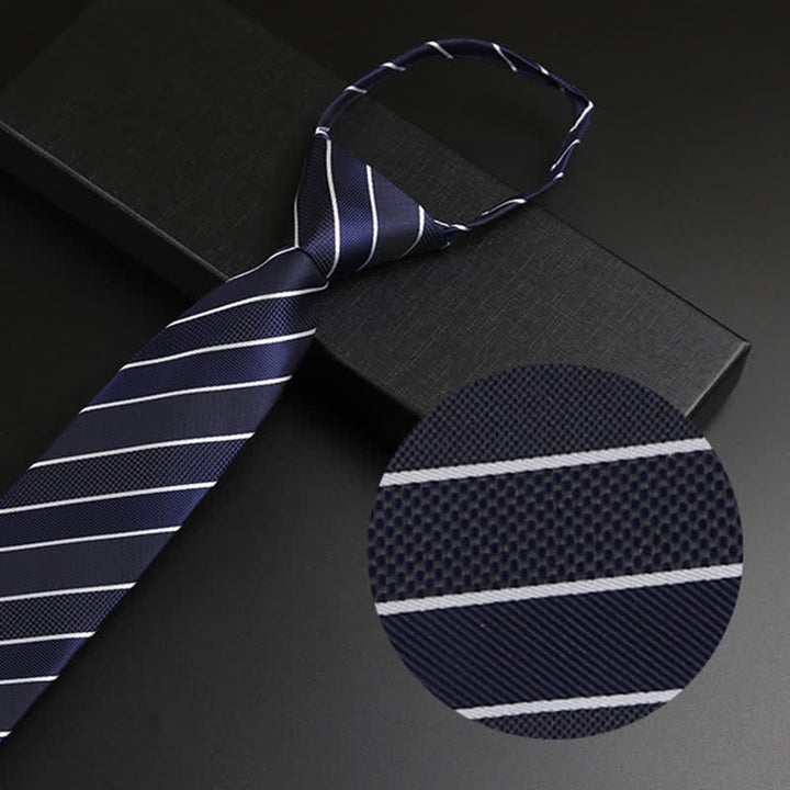 Cravatta formale con cerniera blu navy da uomo - Striato #2 - image 4