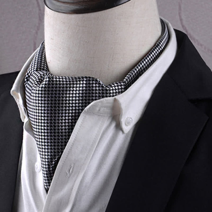 Cravatta classica in bianco e nero con trama a denti di cucciolo - Bianco e nero - image 0