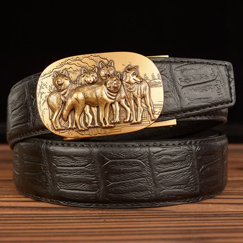 Cintura in pelle con motivo coccodrillo Pack Of Wolves da uomo