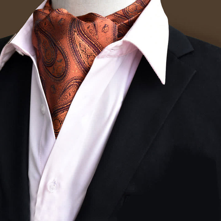 Cravatta da uomo con motivo paisley floreale Ascot e per il ballo di fine anno al cioccolato - Cioccolato - image 0