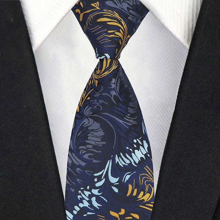 Cravatta da uomo con motivo a righe Paisley e fiori