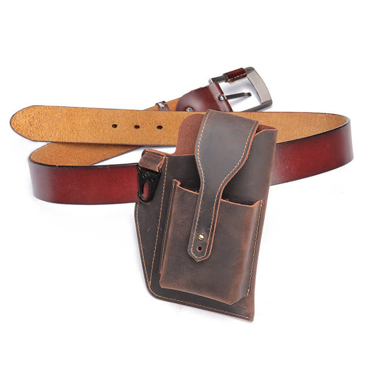 Borsa a tracolla in pelle Crazy Horse minimalista per telefono - image 8