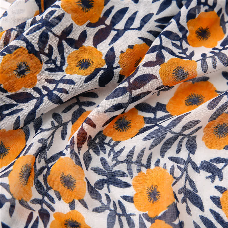 Sciarpa con nappe floreali e stampa bohémien da donna
