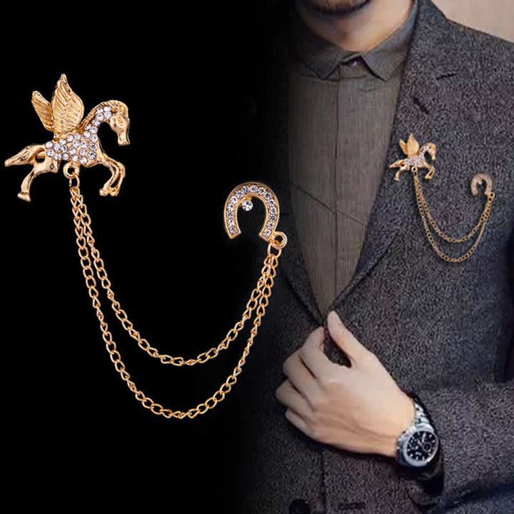 Spilla vintage con nappa Pegaso da uomo