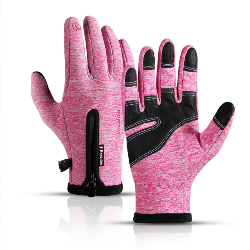 Guanti tattici impermeabili con cerniera per ciclismo all'aperto - Rosa - L - image 15