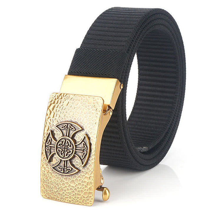 Cintura in nylon per il tempo libero in stile retrò da uomo - Nero / Oro - 48" - image 2