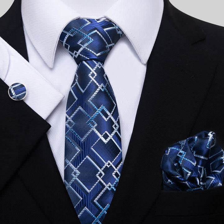 Set di 3 cravatte da uomo blu e bianche Crisp Cool 