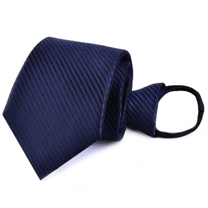 Cravatta a righe a quadri con cerniera da uomo - Twill blu navy - image 9