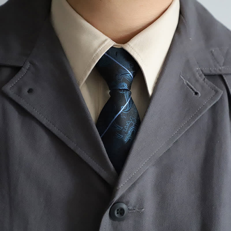 Cravatta elegante con cerniera da uomo, motivo Paisley a righe - Paisley verde acqua - image 5