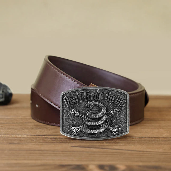 Cintura in pelle con fibbia Attitude Skull Rattlesnake fai da te da uomo