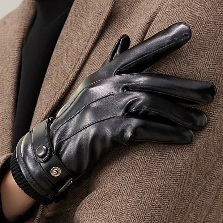 Guanti in pelle PU impermeabili con touch screen da uomo