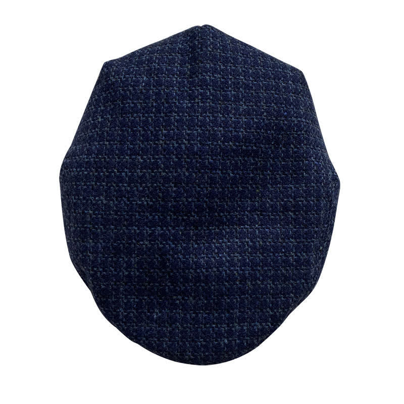Berretto invernale autunno-inverno a scacchi blu navy - image 4
