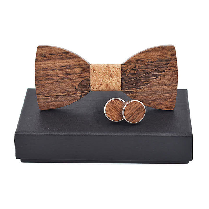 Set di 2 papillon in legno con incisione di piume da uomo - Sughero - image 12