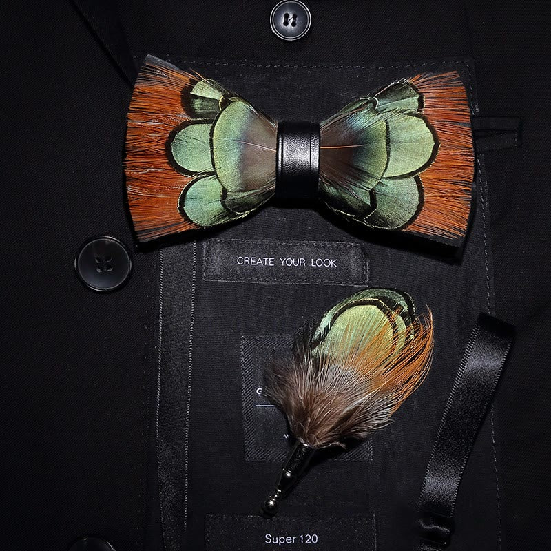 Papillon con piume verde chiaro e marrone per bambini