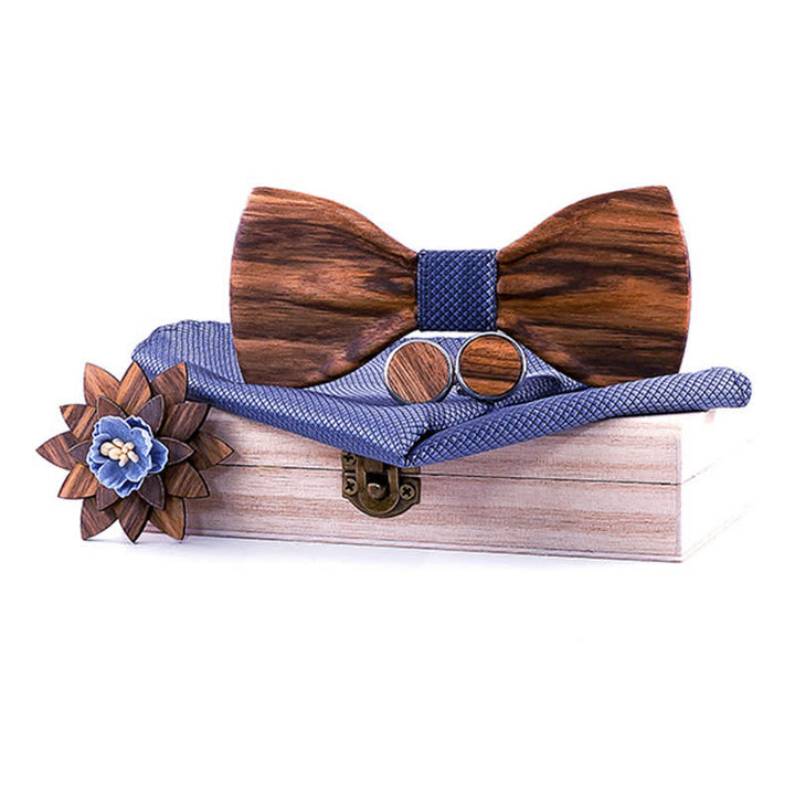 Set di 4 papillon in legno concavo formale da uomo