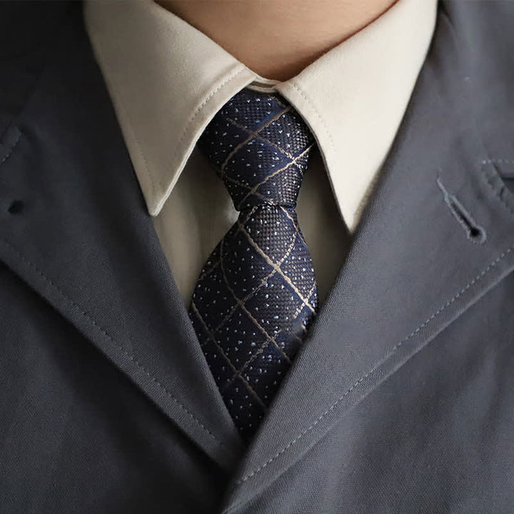 Cravatta elegante con cerniera da uomo, motivo Paisley a righe - Plaid blu navy - image 7