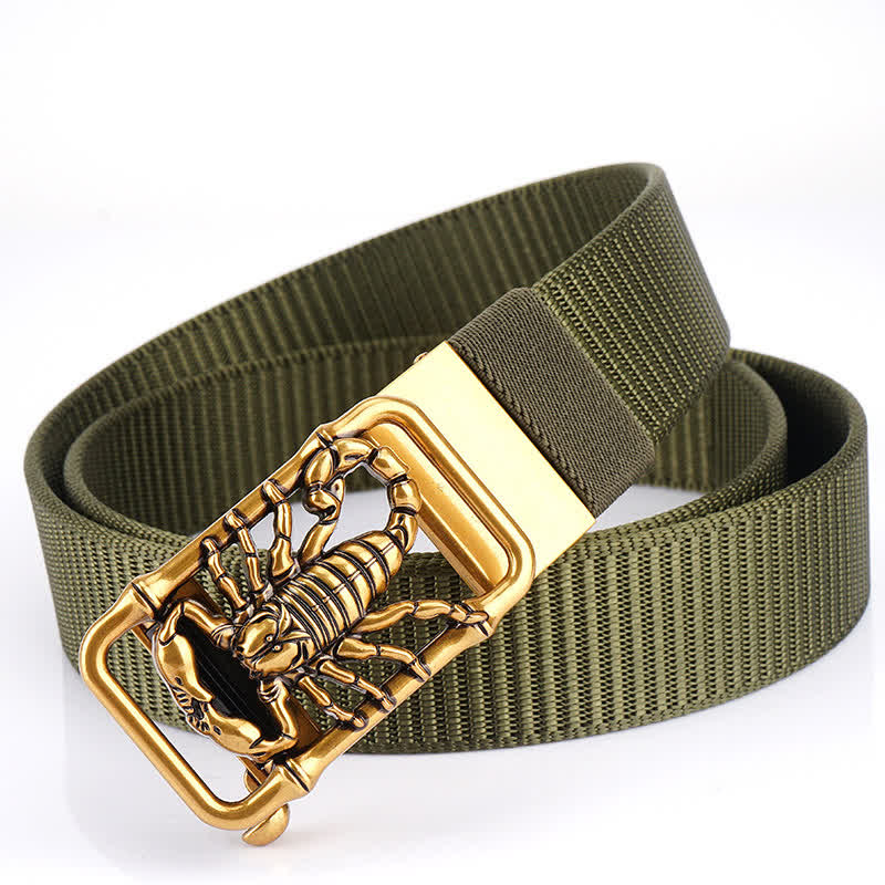 Cintura semplice in nylon con Scorpione Re da uomo - Verde militare / Oro - 48" - image 0