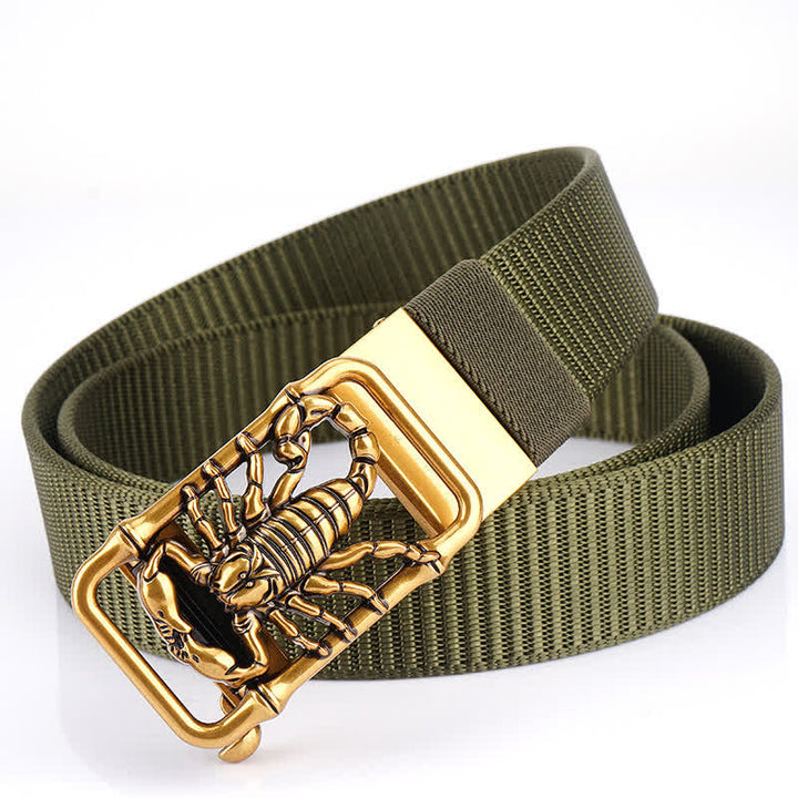 Cintura semplice in nylon con Scorpione Re da uomo - Verde militare / Oro - 48" - image 0