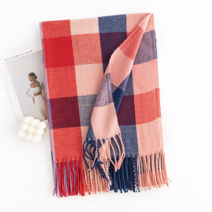 Sciarpa con frange dai colori vivaci e brillanti da donna - Rosso - image 15