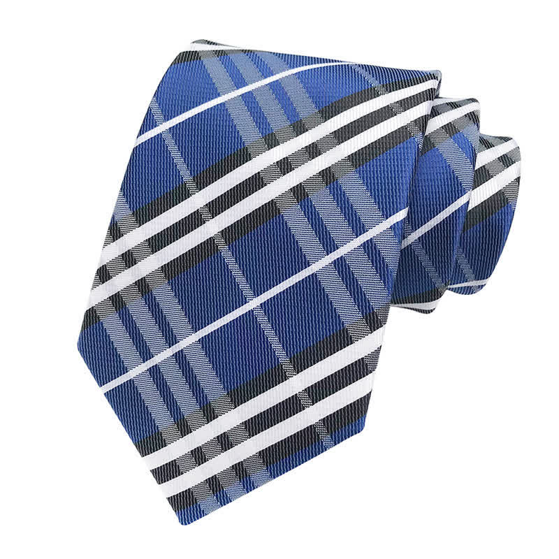 Cravatta scozzese a quadri da uomo - Blu - image 10
