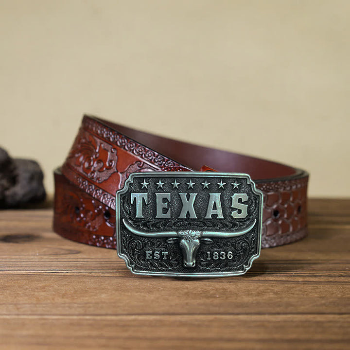 Cintura in pelle con fibbia Texas da cowboy fai da te da uomo