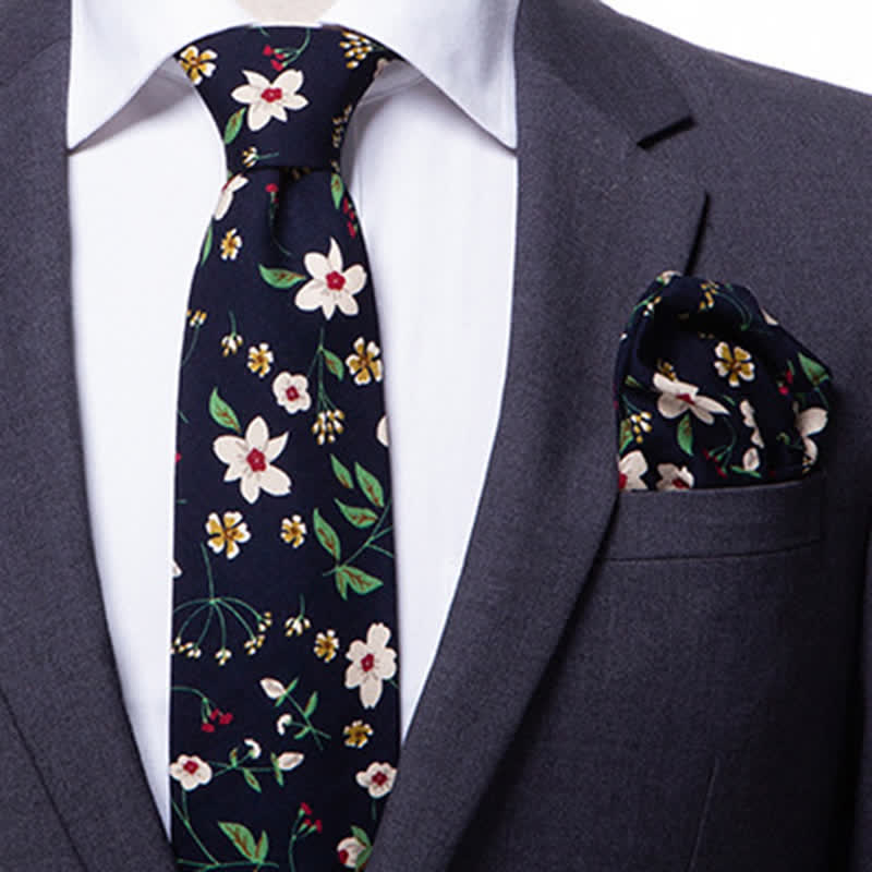 Set di 2 cravatte floreali da uomo con motivo letterario