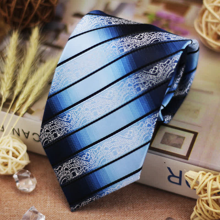 Cravatta da uomo a righe Paisley sfumate in tonalità di blu