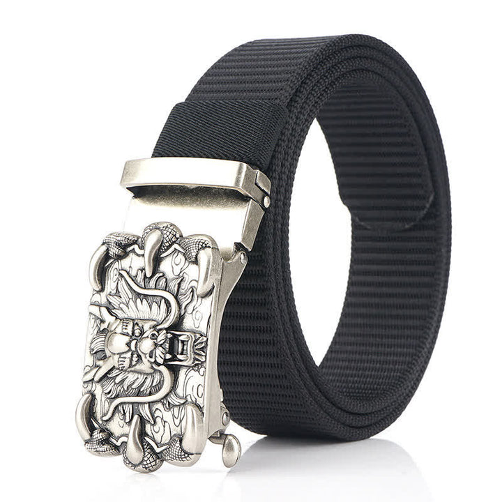 Cintura in nylon con decorazione drago casual da uomo - Nero / Argento - 48" - image 8