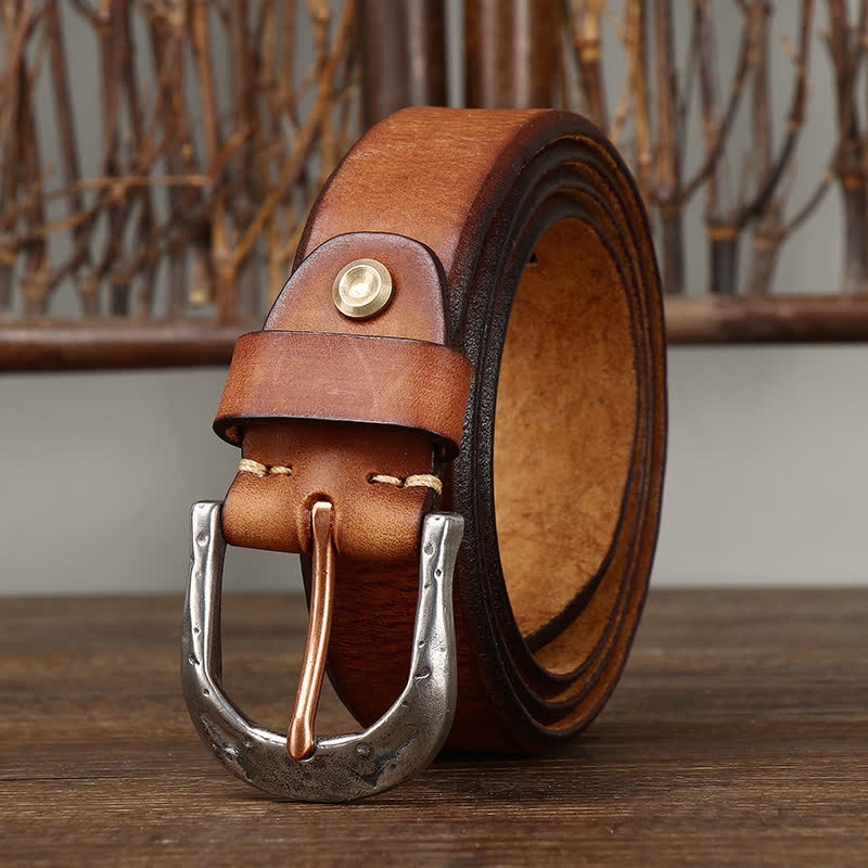 Cintura in pelle con fibbia intagliata vintage classica da uomo