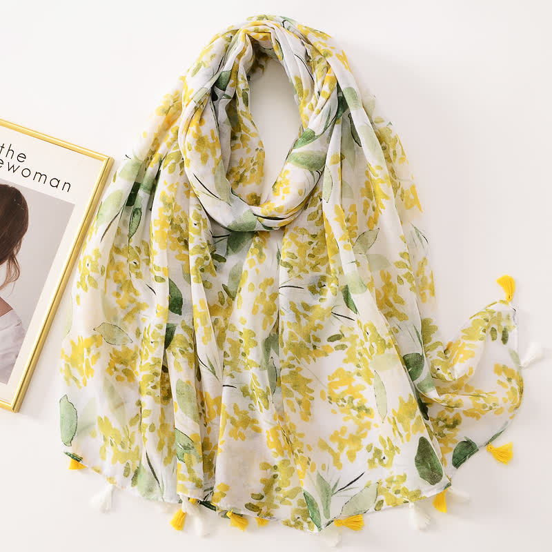 Sciarpa sottile con nappe floreali a farfalla da donna